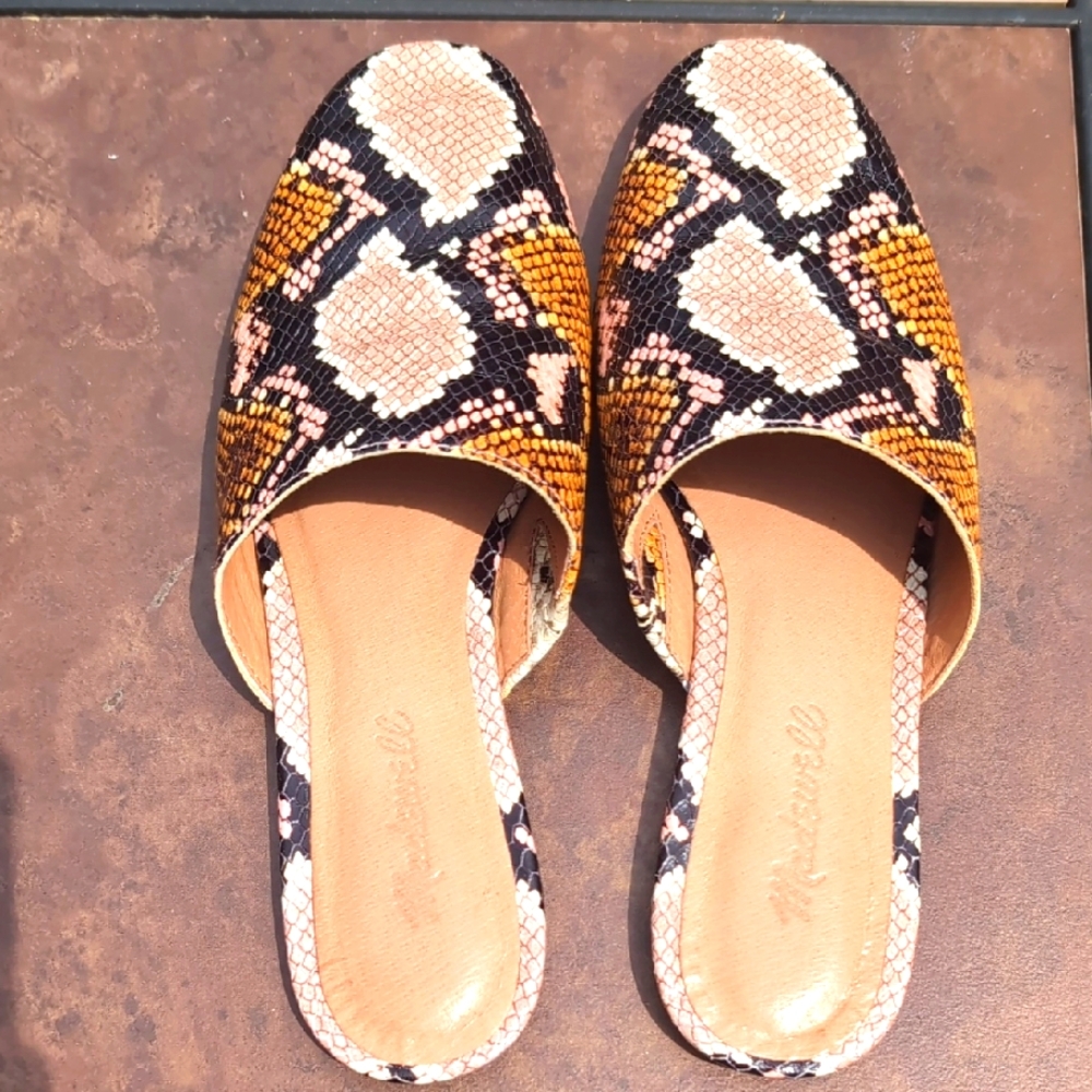 Madewell Cory Snake Print Mules - Picture 2 of 6